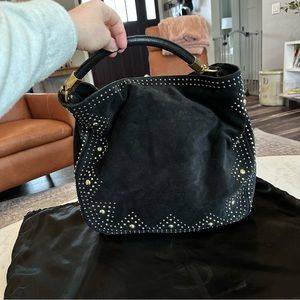 Yves Saint Laurent Black Hobo Bag with Gold Accents